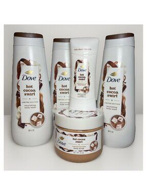 Dove Ltd Ed Holiday 3 Body Wash Hot Cocoa Swirl + 1 Body Scrub + 1Antiperspirant